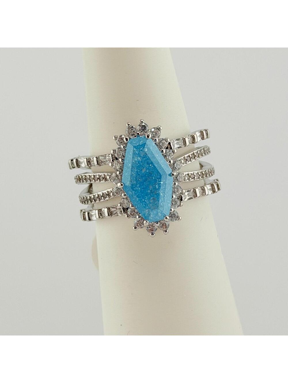 Bomb Party RARE UNICORN Sz 8 "Wearing The Whole Sky" Aqua Blue Ice on Rhodium